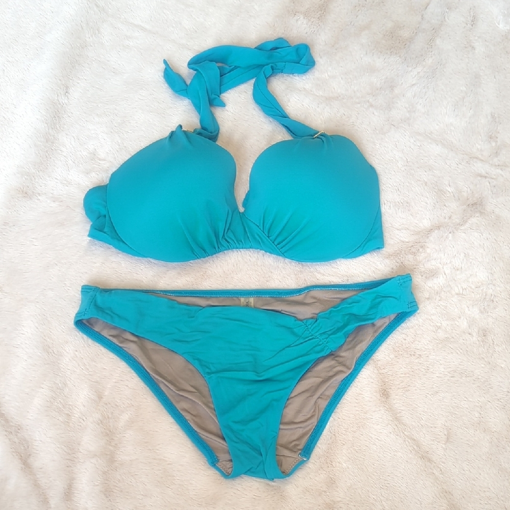 Blue Bikini Swim Set with Triangle Top
